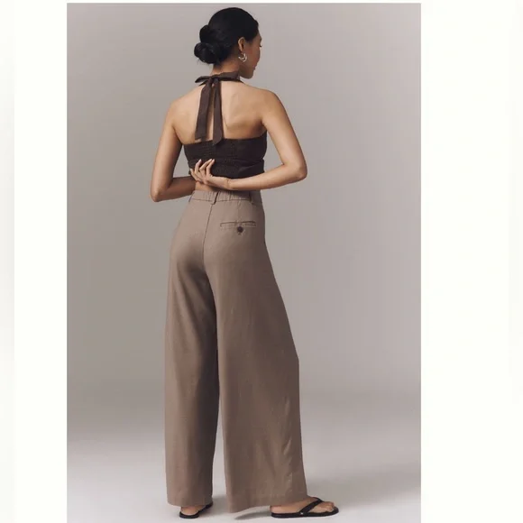 NWT Anthropologie Maeve The Avery Pleated Wide Leg Linen Trousers Pants - Picture 3 of 9